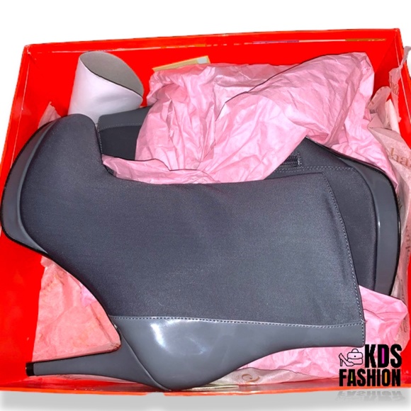 Charles by Charles David “Aver” Grey Patent Neoprene Booties 8 NEW - Picture 6 of 6